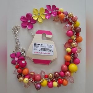 Candies $24 Neon Cluster Chunky Fashion Necklace Orange, Yellow Pink 32"…